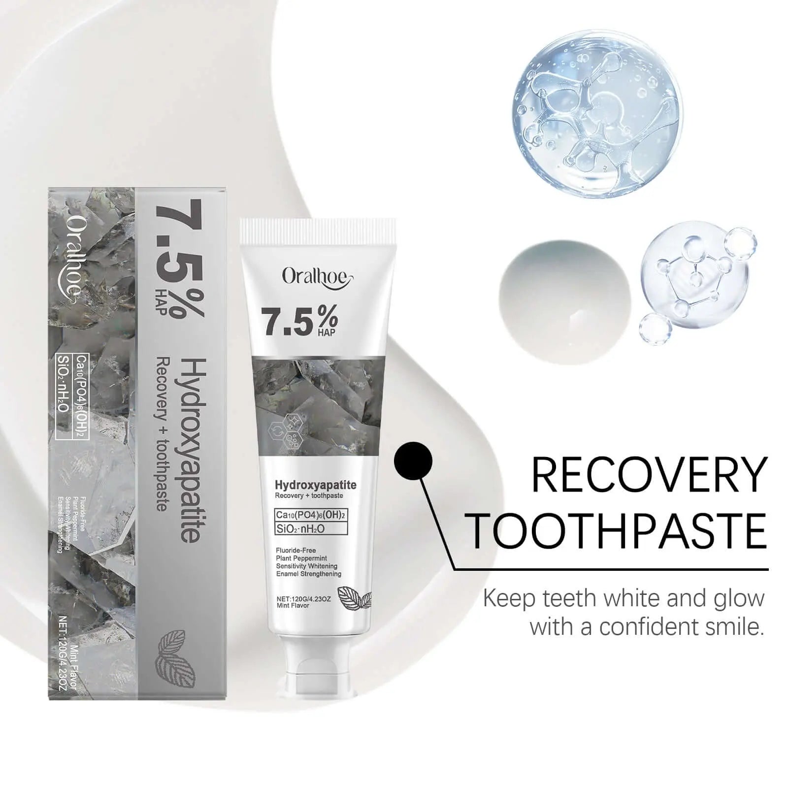 Oralhoe Whitening Tooth Care Toothpaste, Daily Gingiva Care Gently Cleans Stains And Tartar Freshen Breath - COLMAGIC