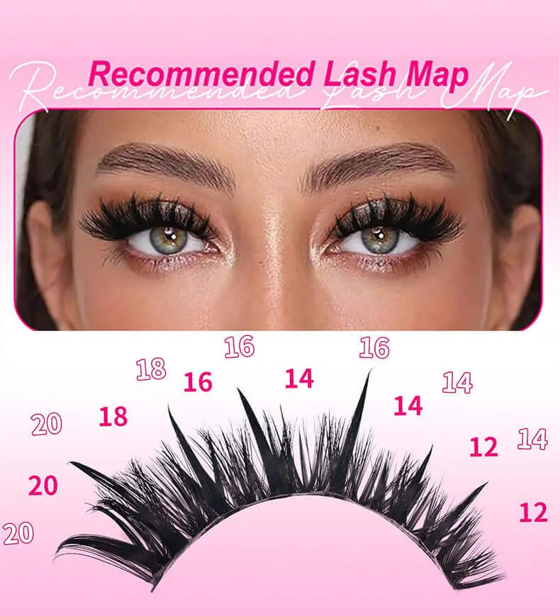 Upgraded DIY Spiky Fairy Lash Clusters - Fluffy 80D & 100D Mix Individual Lashes, Black Stem, 150pcs, 10-22mm - COLMAGIC