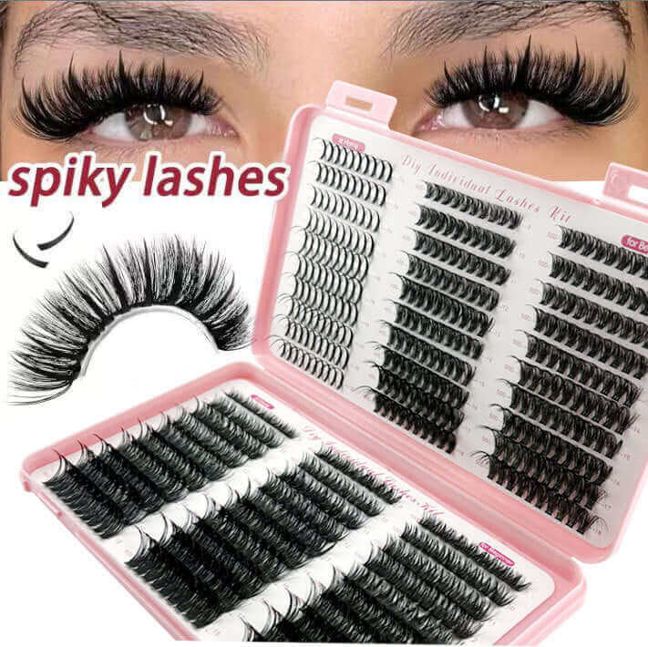 Upgraded DIY Spiky Fairy Lash Clusters - Fluffy 80D & 100D Mix Individual Lashes, Black Stem, 150pcs, 10-22mm - COLMAGIC
