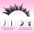 Upgraded DIY Spiky Fairy Lash Clusters - Fluffy 80D & 100D Mix Individual Lashes, Black Stem, 150pcs, 10-22mm - COLMAGIC