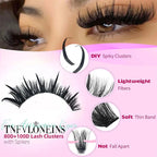 Upgraded DIY Spiky Fairy Lash Clusters - Fluffy 80D & 100D Mix Individual Lashes, Black Stem, 150pcs, 10-22mm - COLMAGIC