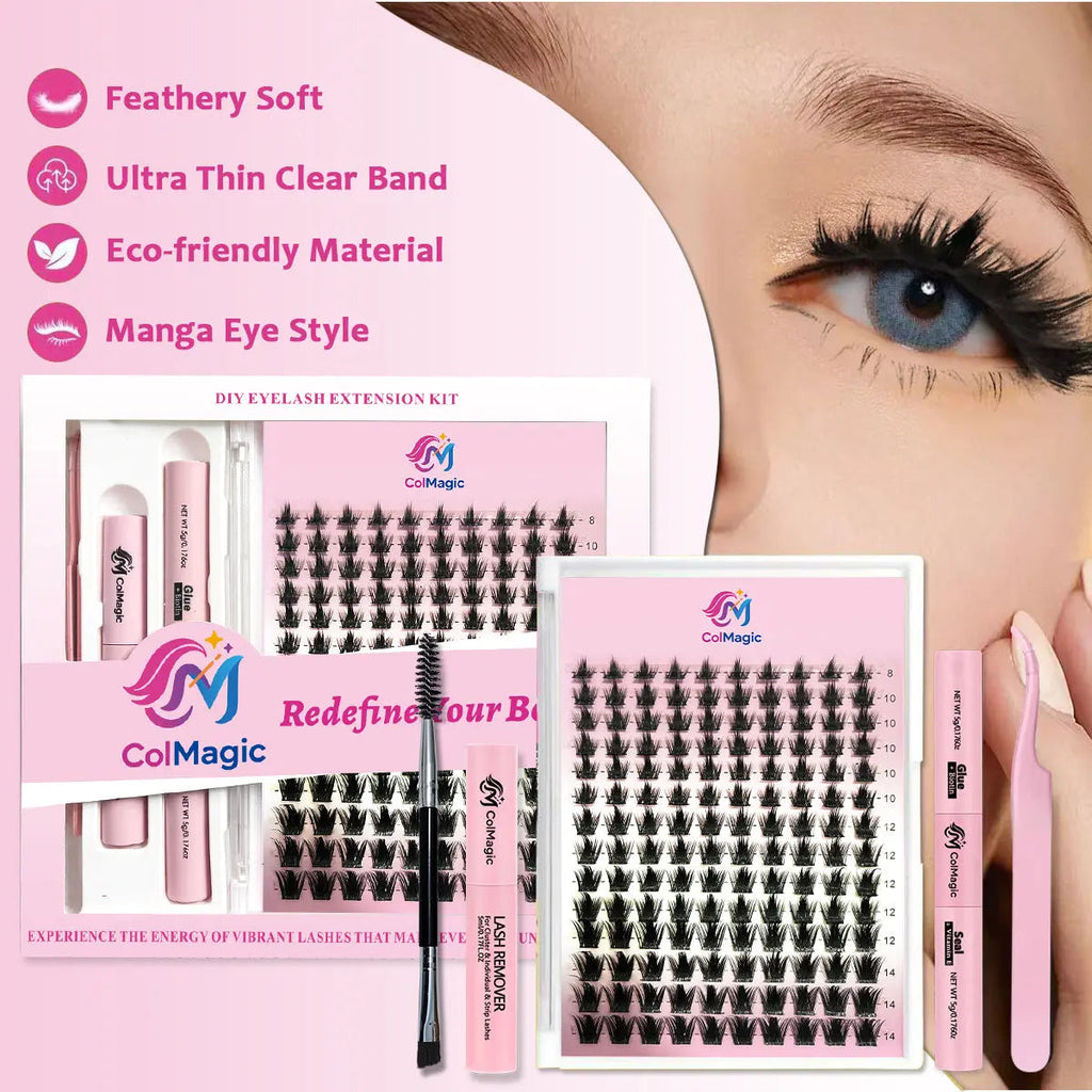 ColMagic 8-16mm Mixed Length DIY Lashes - Waterproof Anti-Allergy Lash Kit for Beginners (Full Tools Included) - COLMAGIC