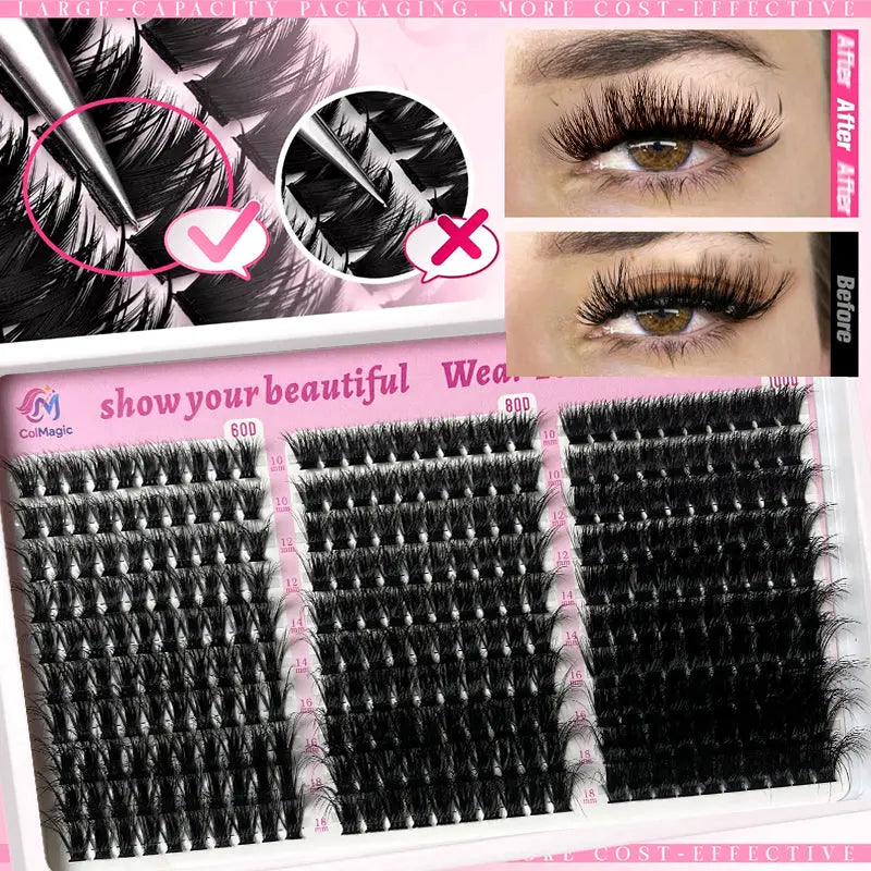ColMagic DIY Mixed Eyelashes Kit 10-1ColMagic DIY Eyelash Kit 300 Clusters 10–18mm | Natural Volume Lashes Waterproof - COLMAGIC