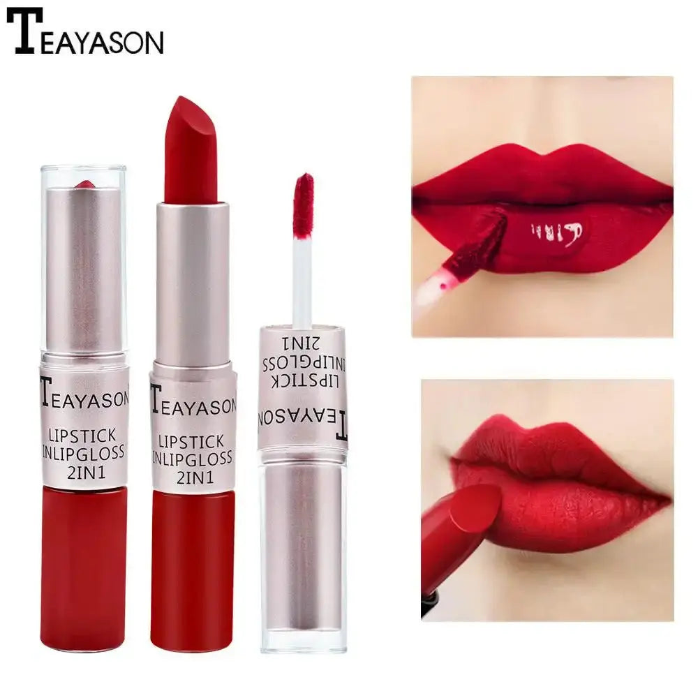 TEAYASON 2 in 1 Double-Ended Lipstick & Lip Gloss, Long Lasting Waterproof Matte Lipstick, Multi-Use Lip Tint for Lips, Cheeks & Eyes, 12 Colors - COLMAGIC