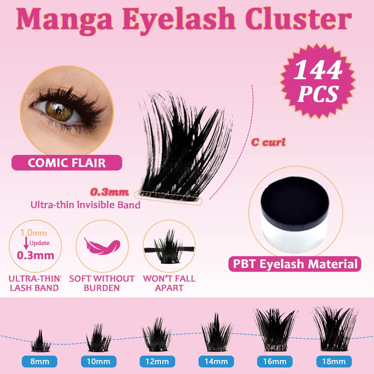 ColMagic DIY Lash Mixed Length Set (5-18mm) features anti-allergy and waterproof properties, delivering a voluminous and lightweight look.It includes long-lasting lash adhesive, sealant, tweezers, and makeup remover, making it ideal for beginner girls. - COLMAGIC