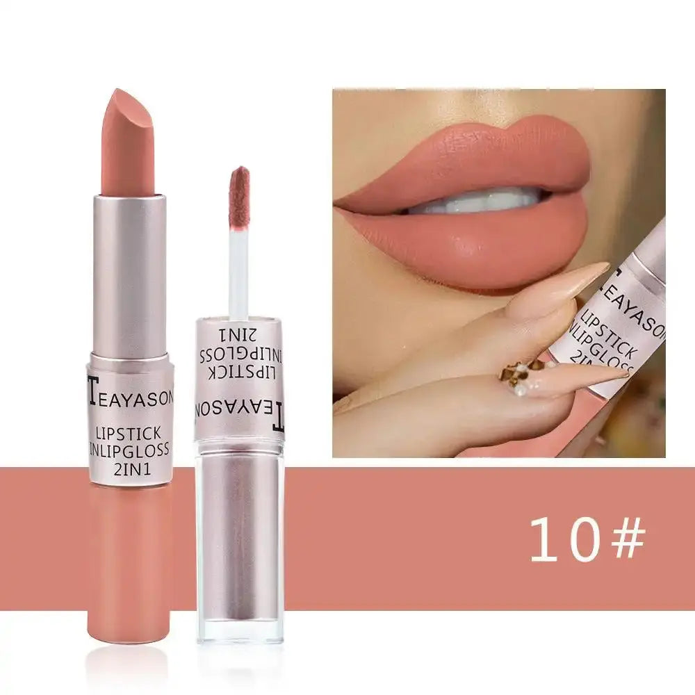 TEAYASON 2 in 1 Double-Ended Lipstick & Lip Gloss, Long Lasting Waterproof Matte Lipstick, Multi-Use Lip Tint for Lips, Cheeks & Eyes, 12 Colors - COLMAGIC