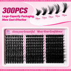 COLMAGIC Natural Volume Lash Clusters — 300PCS 60D/80D/100D Mixed Volume · 10–18mm · Soft Invisible Band