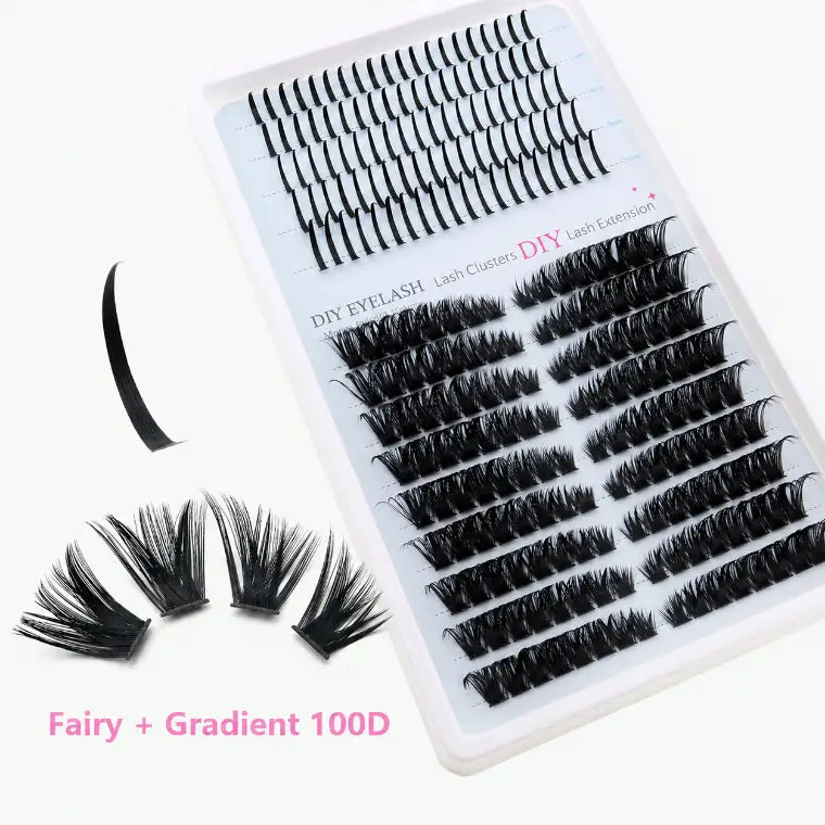 Upgraded DIY Spiky Fairy Lash Clusters - Fluffy 80D & 100D Mix Individual Lashes, Black Stem, 150pcs, 10-22mm - COLMAGIC