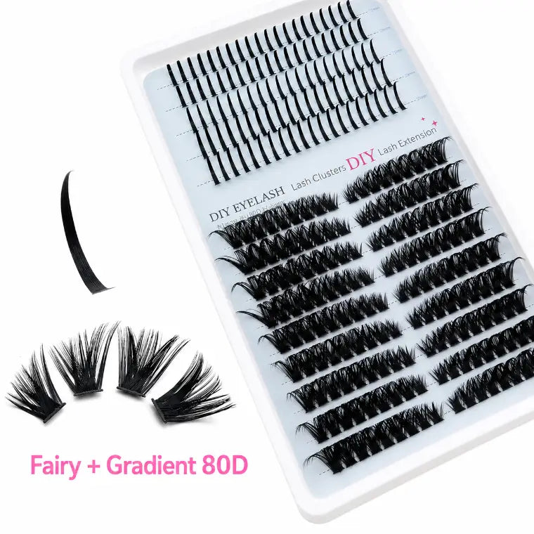 Upgraded DIY Spiky Fairy Lash Clusters - Fluffy 80D & 100D Mix Individual Lashes, Black Stem, 150pcs, 10-22mm - COLMAGIC
