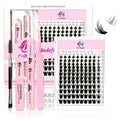 ColMagic Wispy Natural Bunny Lash Cluster Kit, D Curl 5–18mm, Pink DIY Set