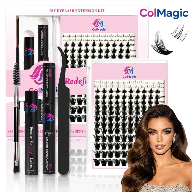ColMagic Natural Wispy Lash Cluster Kit, C Curl 5–18mm, 144 Pcs