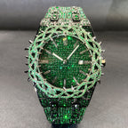 Green Diamond Hip Hop Men Watch Unique Thorn Dial Zircon Inlaid Big Case Luxury