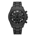 Hot selling starry diamond men watch calendar three eye chronograph hip hop style stainless steel waterproof quartz watch