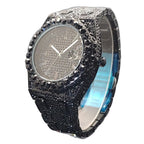 MIAAFOX Hip Hop Rhinestone Watch Men Fashion Calendar Quartz Large Dial Luminous Stainless Steel Luxury Wristwatch