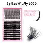 Upgraded DIY Spiky Fairy Lash Clusters - Fluffy 80D & 100D Mix Individual Lashes, Black Stem, 150pcs, 10-22mm - COLMAGIC