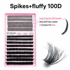 Upgraded DIY Spiky Fairy Lash Clusters - Fluffy 80D & 100D Mix Individual Lashes, Black Stem, 150pcs, 10-22mm - COLMAGIC