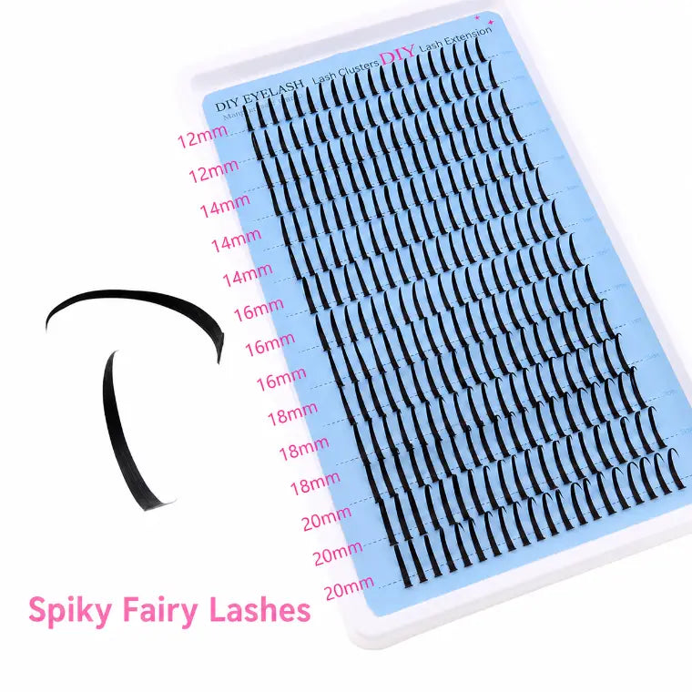 Upgraded DIY Spiky Fairy Lash Clusters - Fluffy 80D & 100D Mix Individual Lashes, Black Stem, 150pcs, 10-22mm - COLMAGIC