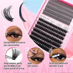 Upgraded DIY Spiky Fairy Lash Clusters - Fluffy 80D & 100D Mix Individual Lashes, Black Stem, 150pcs, 10-22mm - COLMAGIC