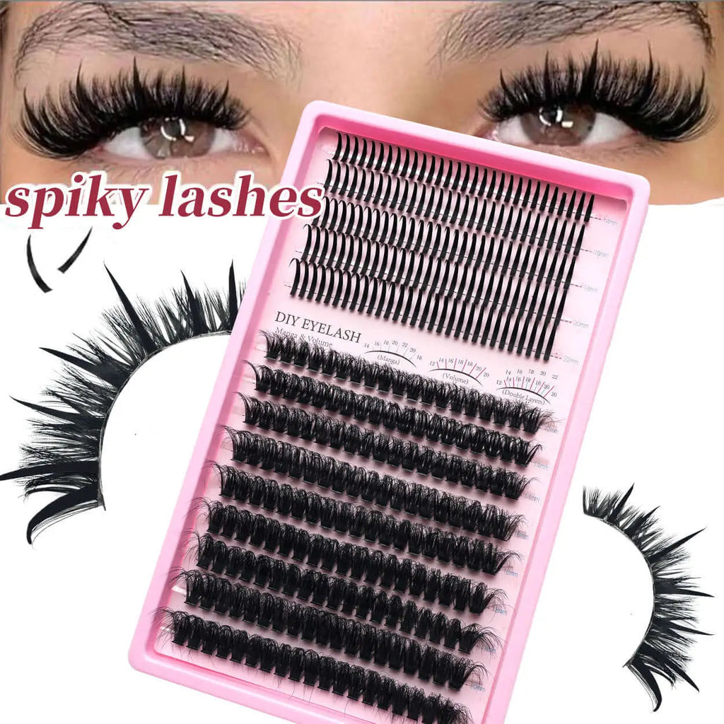 Upgraded DIY Spiky Fairy Lash Clusters - Fluffy 80D & 100D Mix Individual Lashes, Black Stem, 150pcs, 10-22mm - COLMAGIC