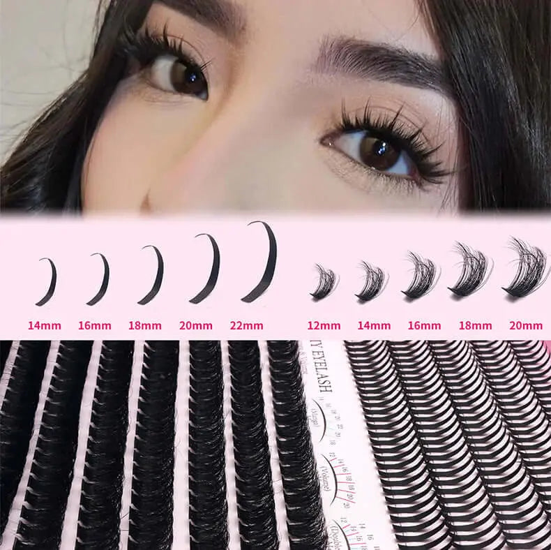 Upgraded DIY Spiky Fairy Lash Clusters - Fluffy 80D & 100D Mix Individual Lashes, Black Stem, 150pcs, 10-22mm - COLMAGIC
