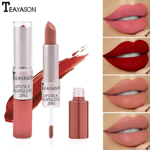 TEAYASON 2 in 1 Double-Ended Lipstick & Lip Gloss, Long Lasting Waterproof Matte Lipstick, Multi-Use Lip Tint for Lips, Cheeks & Eyes, 12 Colors - COLMAGIC