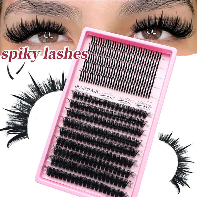 Upgraded DIY Spiky Fairy Lash Clusters - Fluffy 80D & 100D Mix Individual Lashes, Black Stem, 150pcs, 10-22mm - COLMAGIC