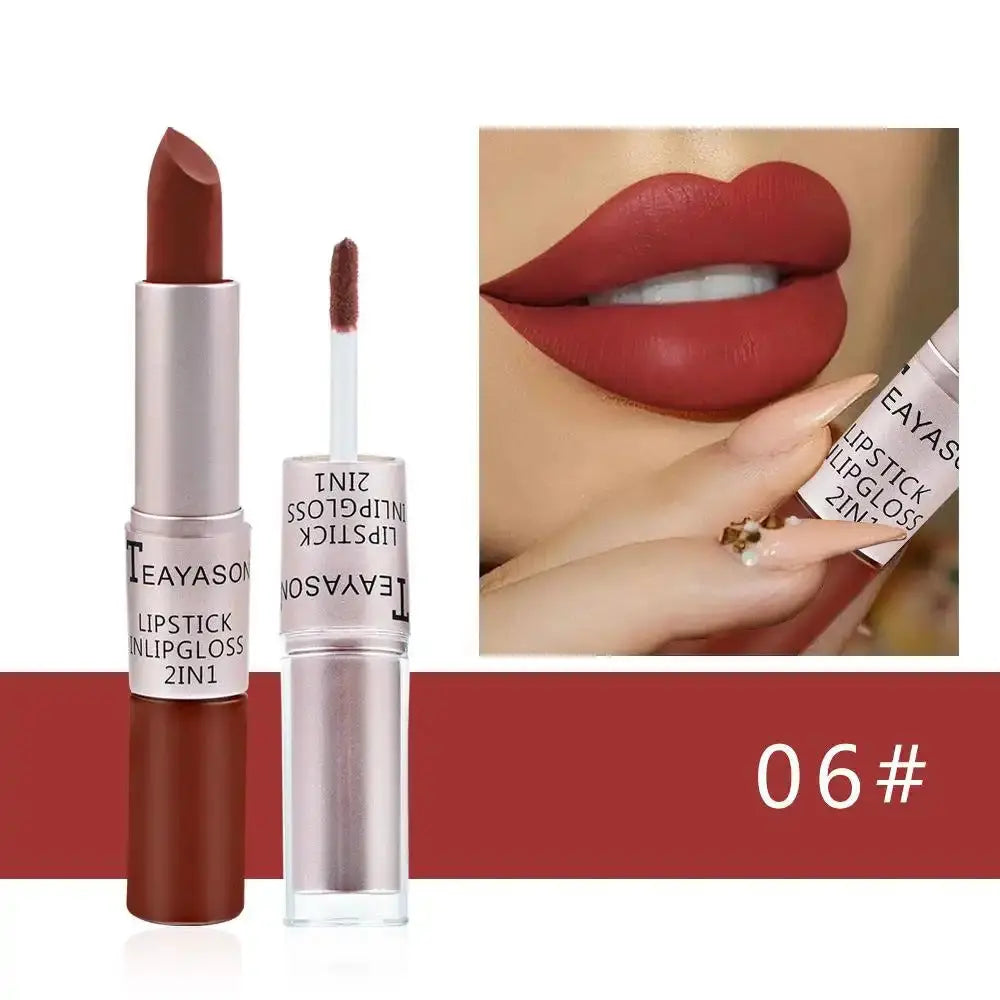 TEAYASON 2 in 1 Double-Ended Lipstick & Lip Gloss, Long Lasting Waterproof Matte Lipstick, Multi-Use Lip Tint for Lips, Cheeks & Eyes, 12 Colors - COLMAGIC