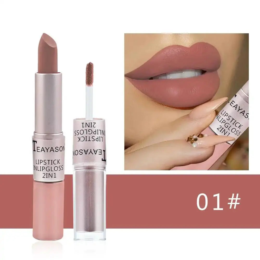 TEAYASON 2 in 1 Double-Ended Lipstick & Lip Gloss, Long Lasting Waterproof Matte Lipstick, Multi-Use Lip Tint for Lips, Cheeks & Eyes, 12 Colors - COLMAGIC